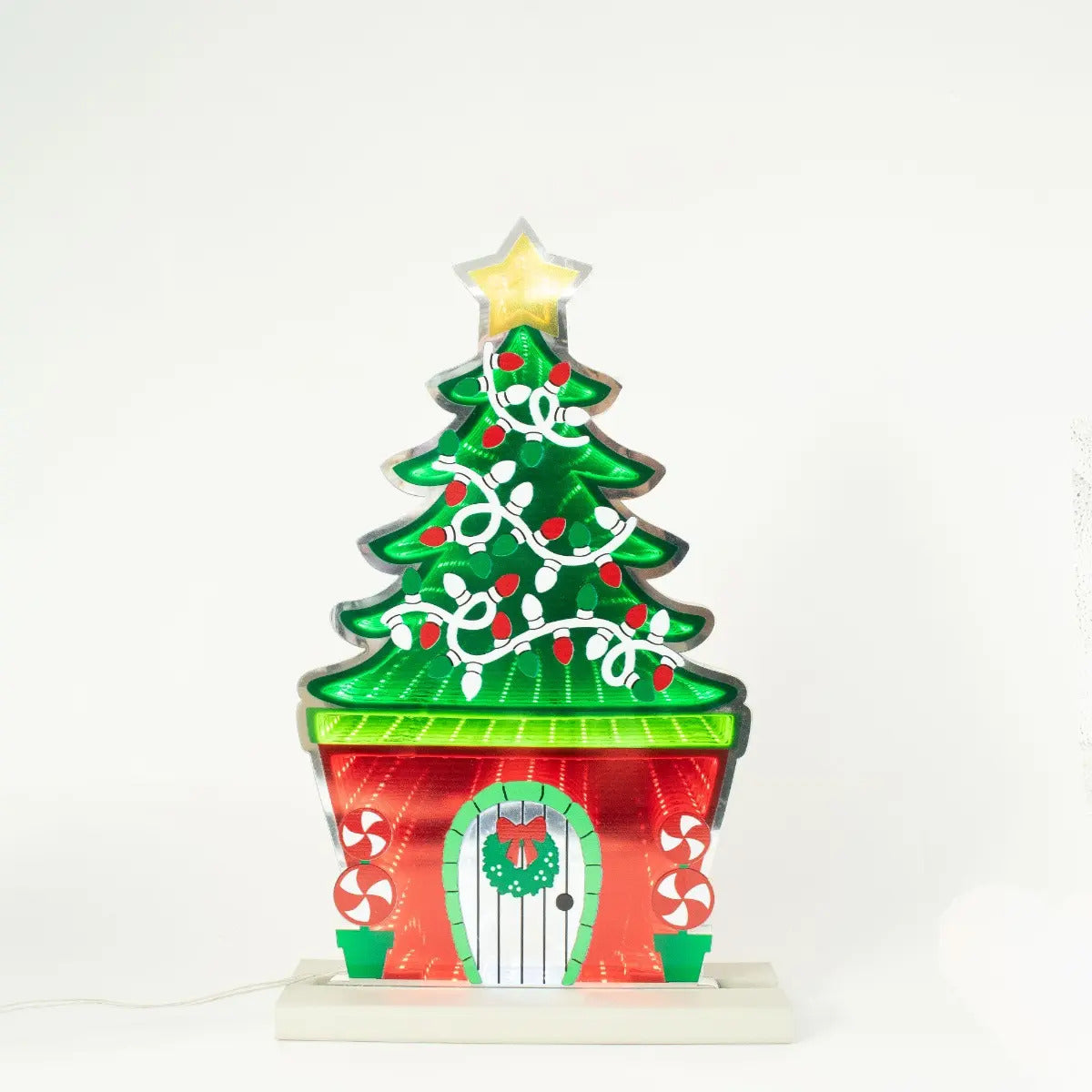 Luz Infinita Árbol Navideño Con Guirnaldas 40x35x2 171 Luces