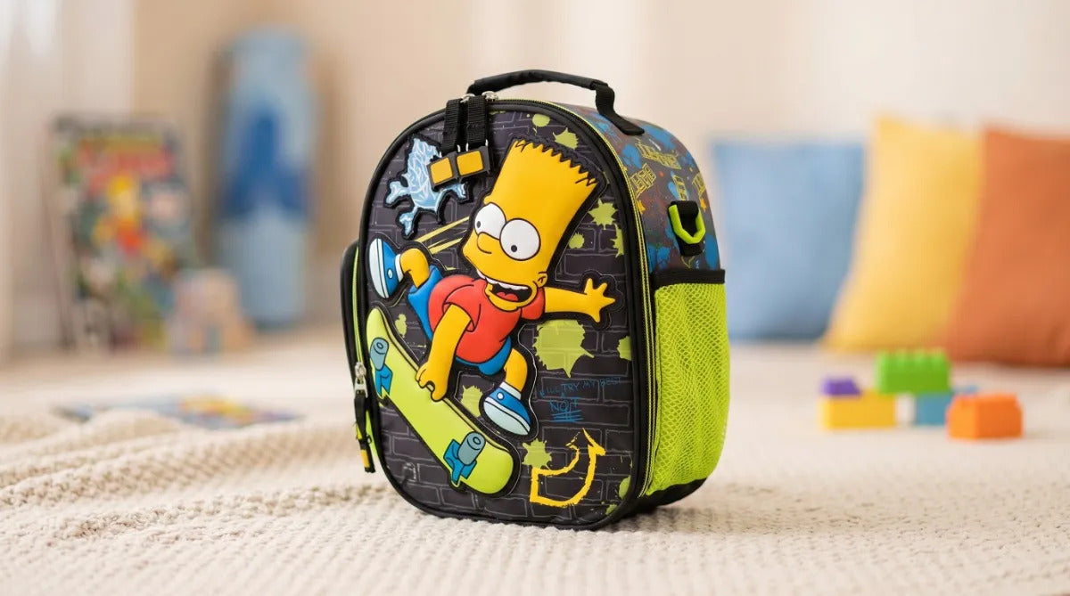 Lonchera Escolar Yadatex Bart Simpson Negra Y Verde Neon
