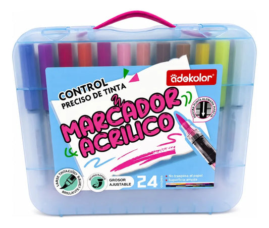 Marcadores Acrílicos Adekolor 24 Piezas Punta Cincelada