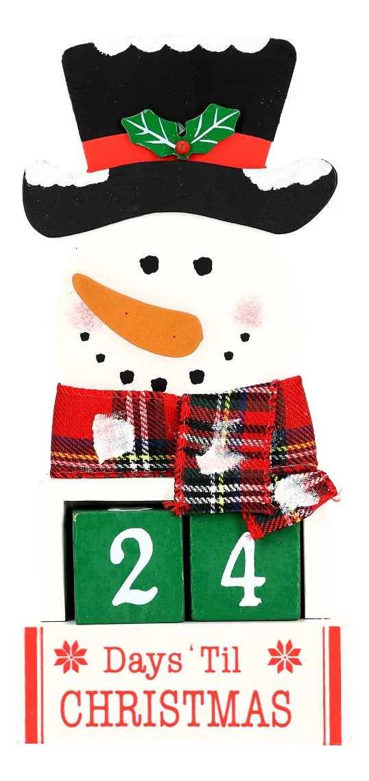 Calendario Navideño Lluvia Muñeco De Nieve Con Cubos 22 Cm