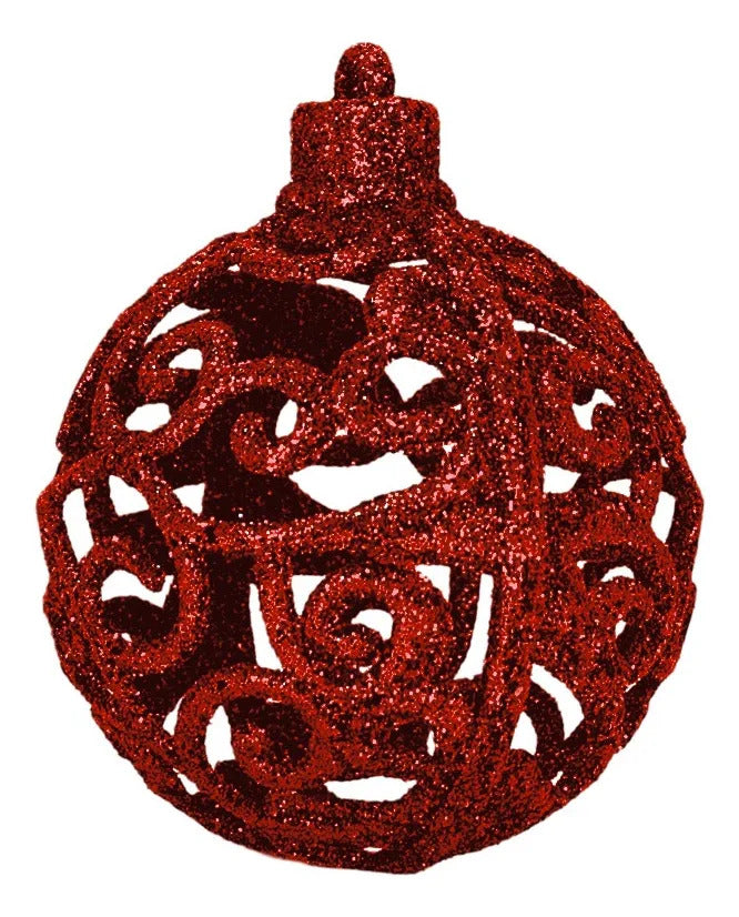 Set Esferas Árbol Rojo Rubí Metálico 6 cm