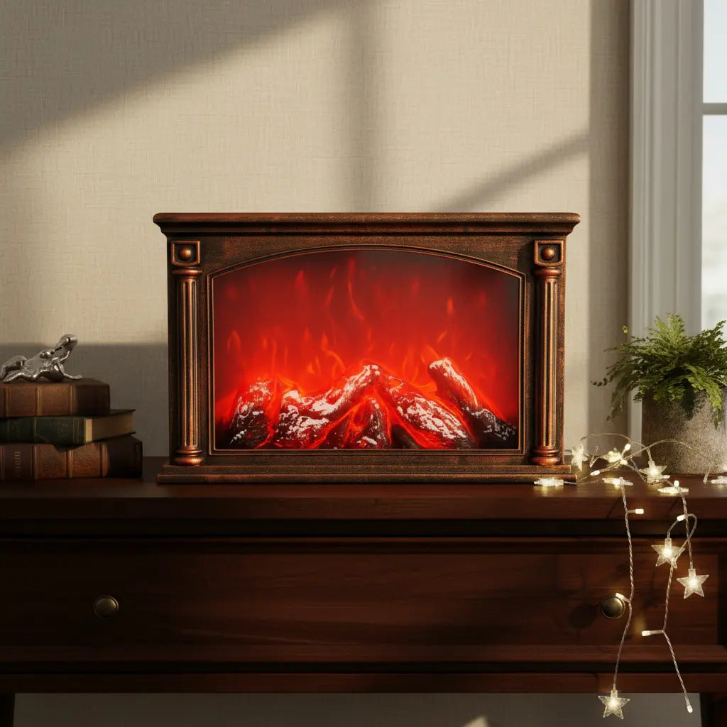 Chimenea Clásica Decorativa Navideña Con Luces Efecto Fuego