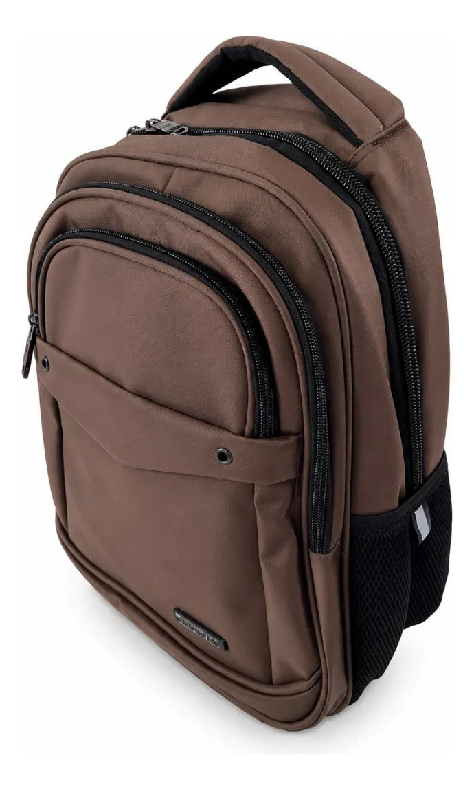 Mochila Lluvia Chocolate Con 4 Compartimientos Repelente Al Agua