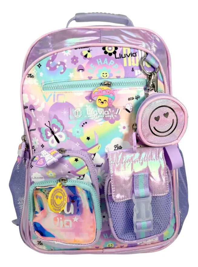 Mochila Primaria Marca Lluvia Monedero Carita
