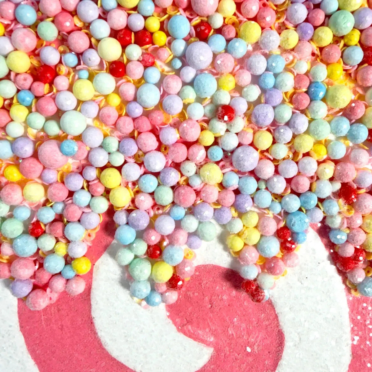 Paleta Candy Lluvia Lights Rosa Blanco con Bolitas 65 cm