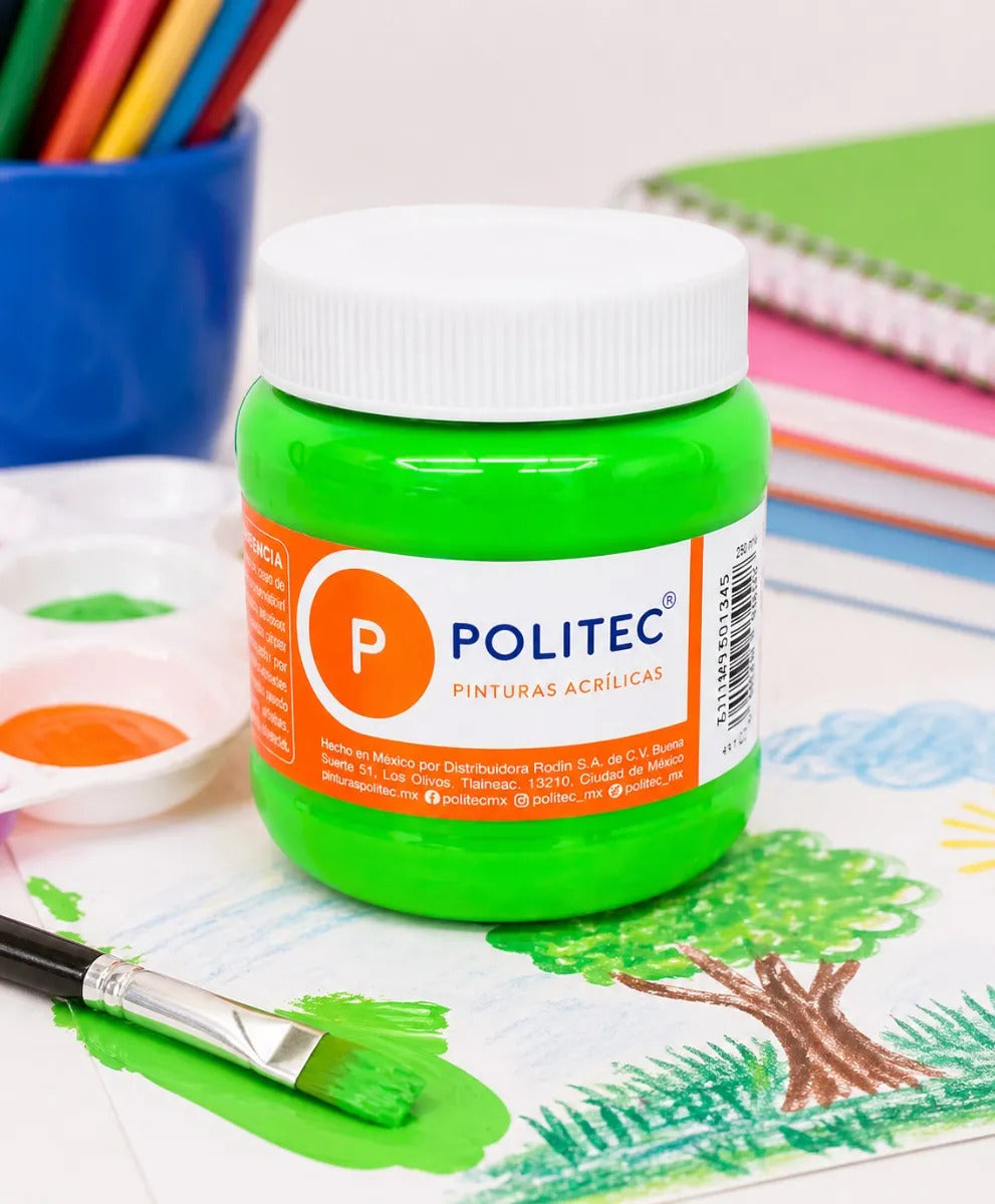 Pintura Acrílica Politec 250 Ml Verde Lima Multi Superficie