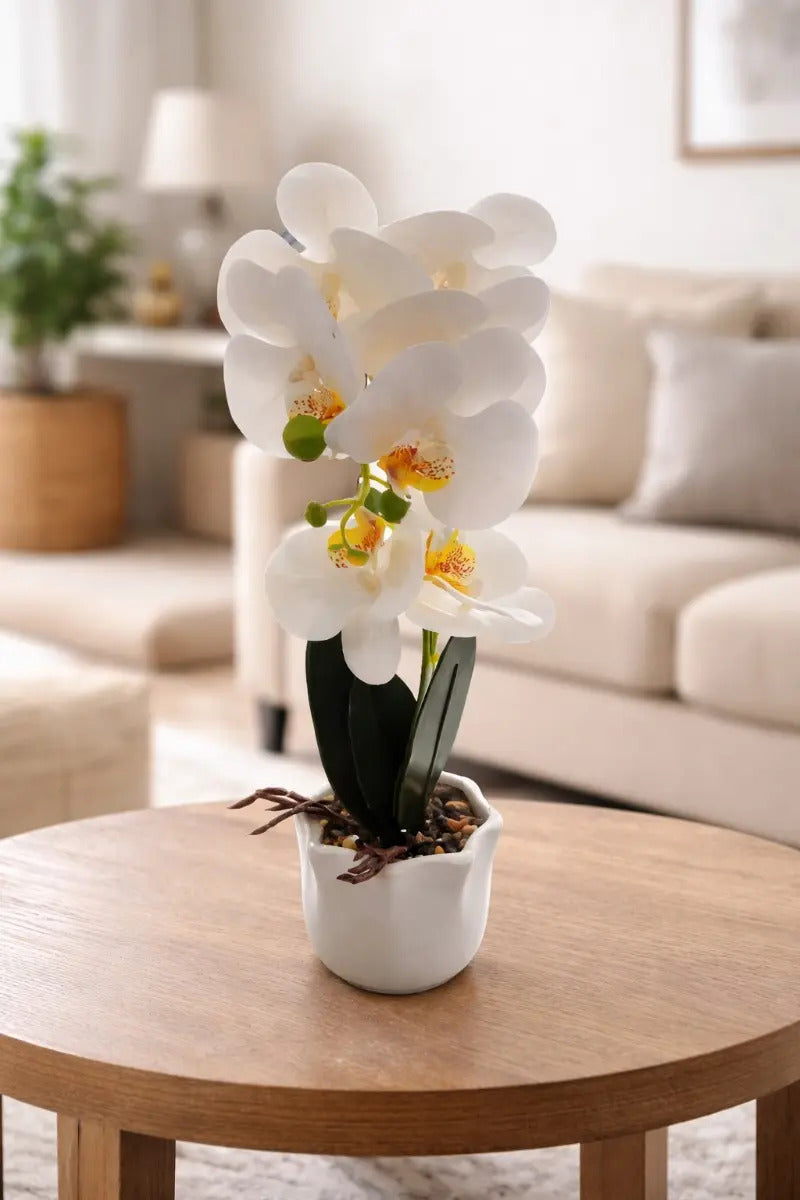 Orquídea Phalaenopsis Artificial En Maceta 3 Colores 42 Cm