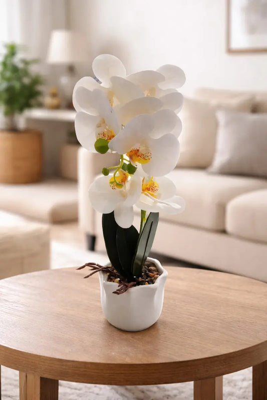 Orquídea Phalaenopsis Artificial En Maceta 3 Colores 42 Cm