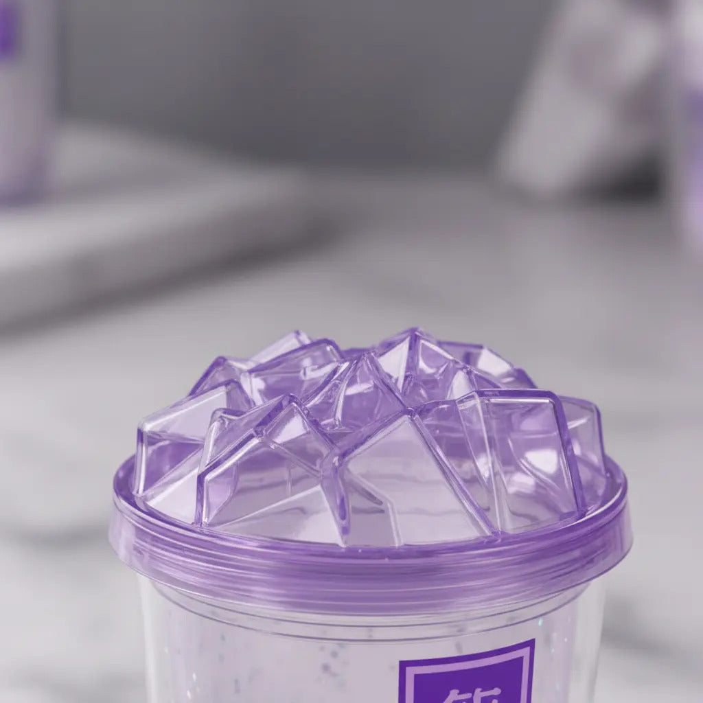 Vaso 450 Ml Con Glitter Suelto Tapa Hielo Diseño Creativo