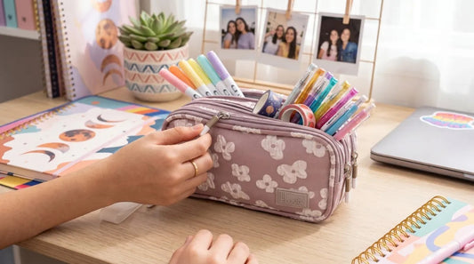 Lapicera Lluvia Rosa Vintage Floral En Relieve Triple Cierre