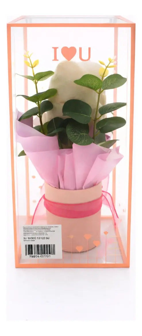 Detalle Romántico Con Flores Tejidas Infinitas Y Mini Oso