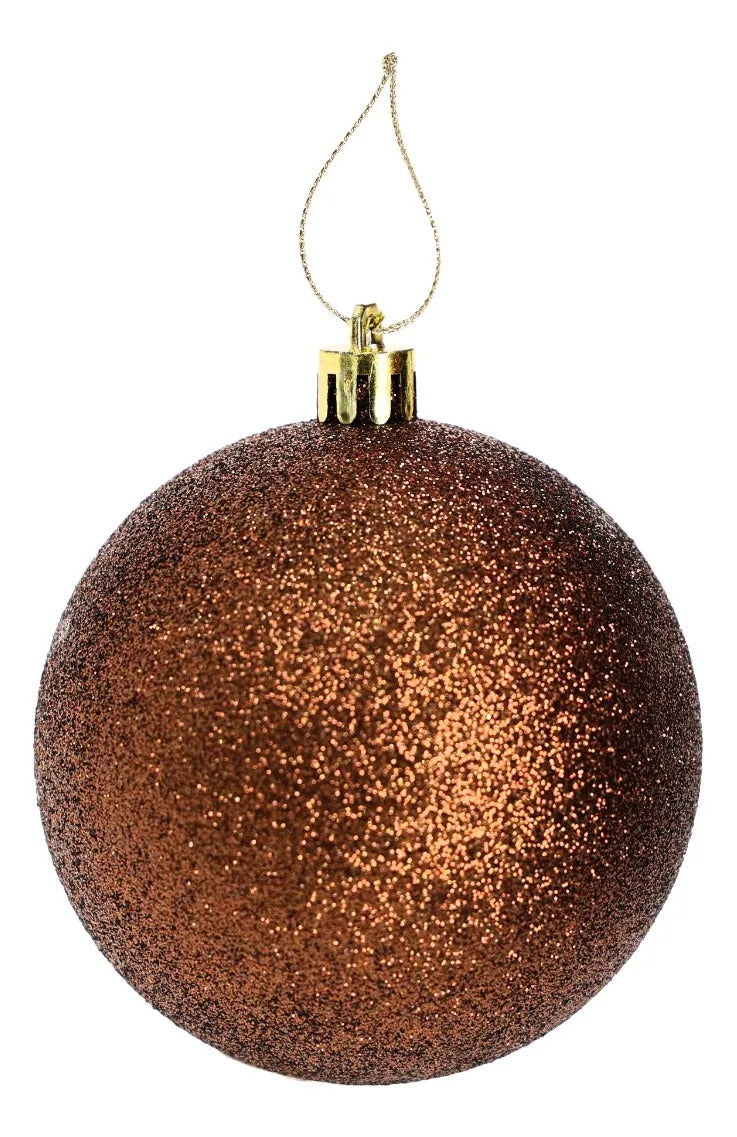 Set Esferas Navideñas Lluvia Cobre Metálico 8 Cm 30 Piezas