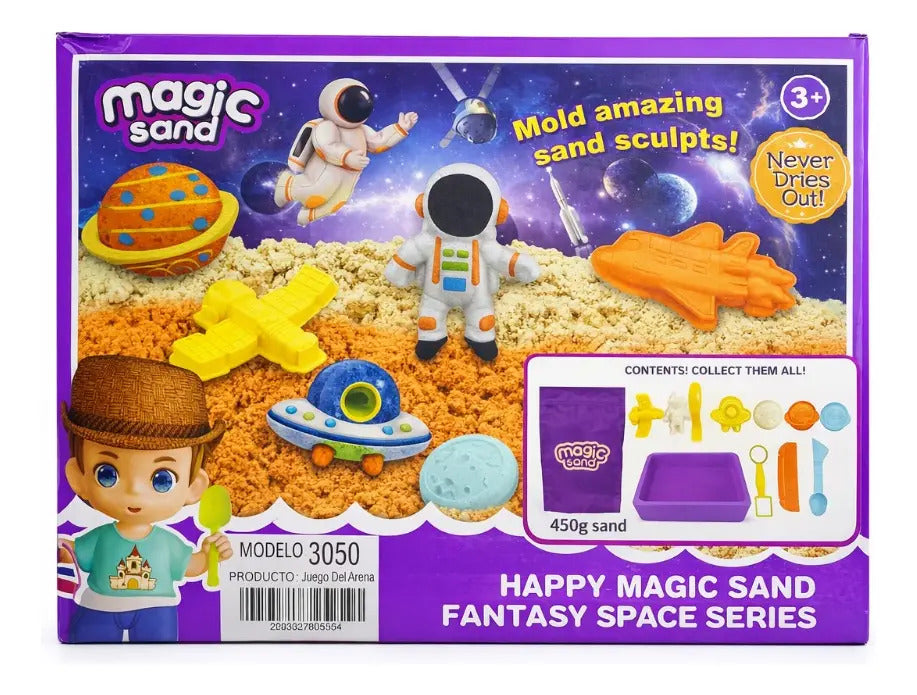 Set De Arena Mágica Espacial Candy Toys 450g De Arena