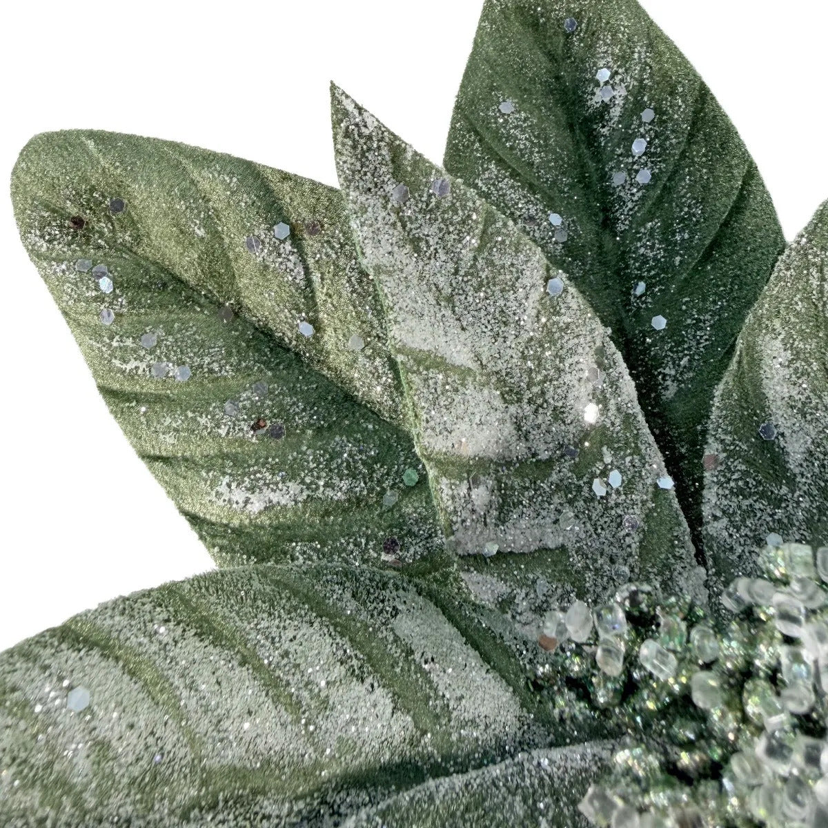 Nochebuena Lluvia Verde Matcha Escarchada 12Pz 32cm