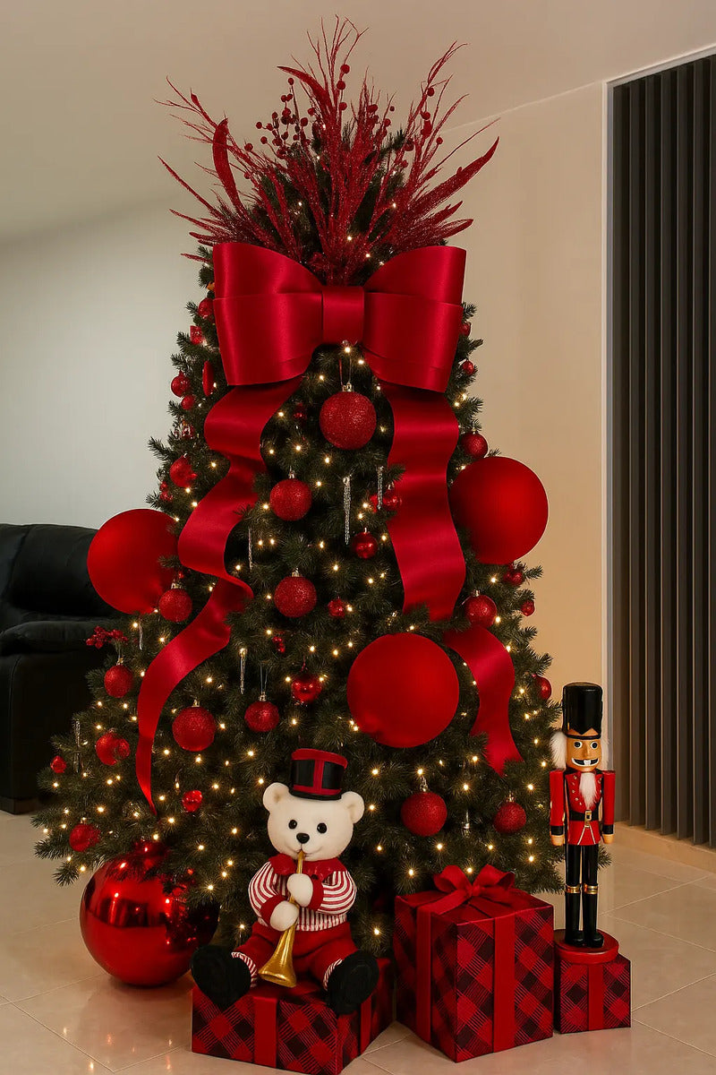 Muñeco Navideño Oso Con Trompeta Roja 32x22x33
