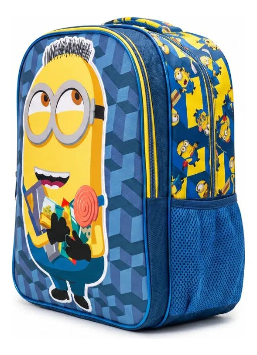 Mochila Ruz Minions Diseño Azul Y Amarillo Para Primaria