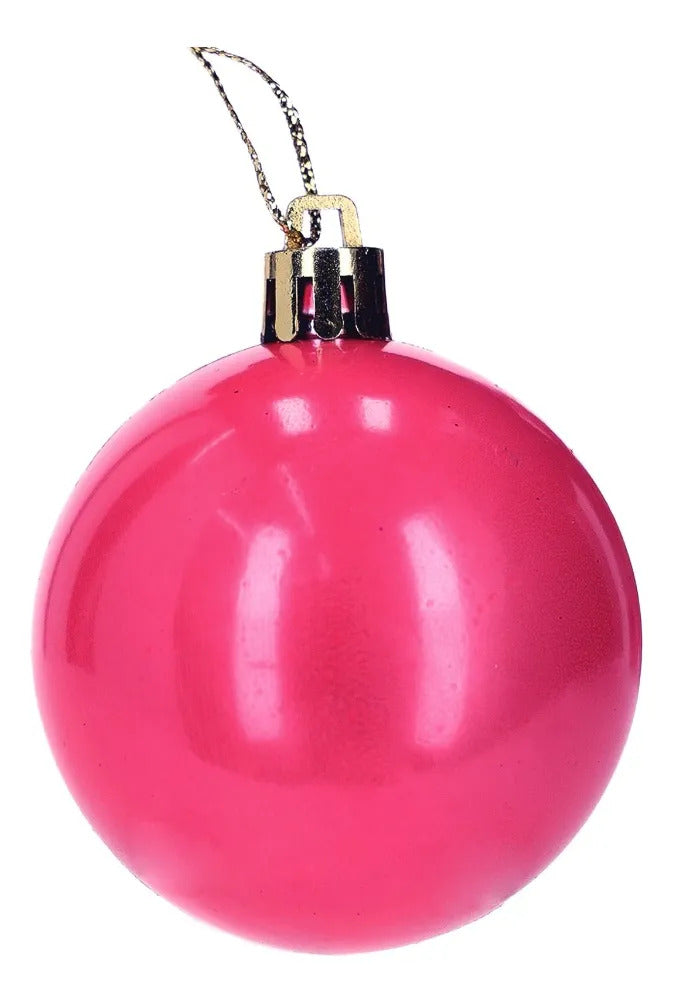 Set Esferas Navideñas Lluvia Rosa Fucsia 35 Piezas 5 Cm