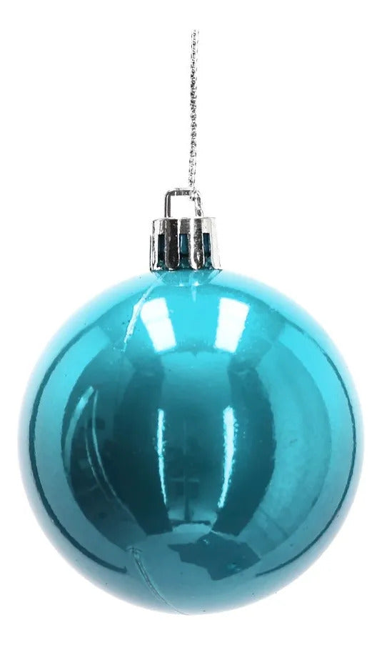 Set Esferas Navideñas lluvia Azul Turquesa 30 Piezas 6 Cm