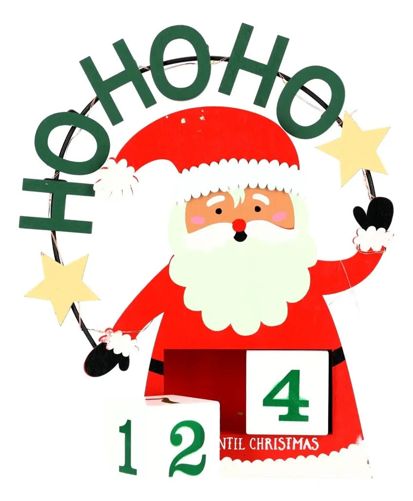 Calendario Navideño lluvia Santa Claus Ho Ho Ho 25 Cm