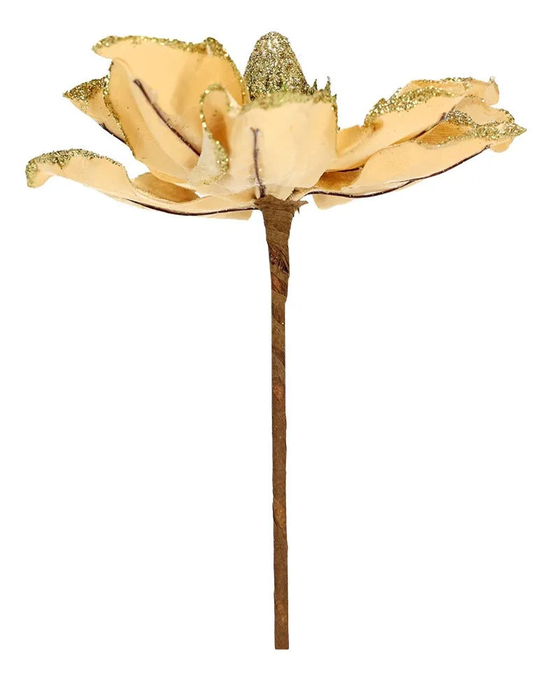 Nochebuena Lluvia Champagne con Pétalos Dorados 46 cm