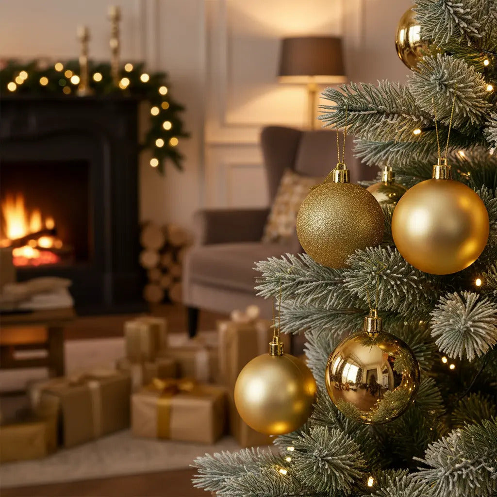 Esferas Doradas Clásicas 6 Cm Para Árbol De Navidad Lluvia