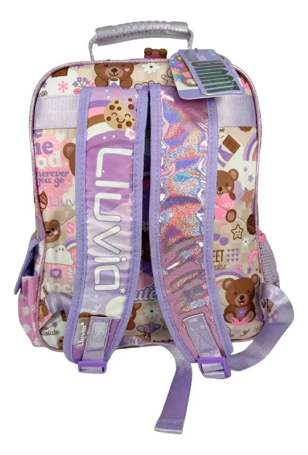 Mochila Kinder Marca Lluvia Oso Corazon Arcoiris