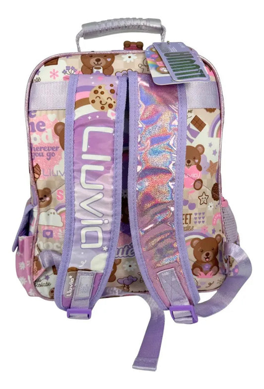 Mochila Kinder Marca Lluvia Oso Corazon Arcoiris