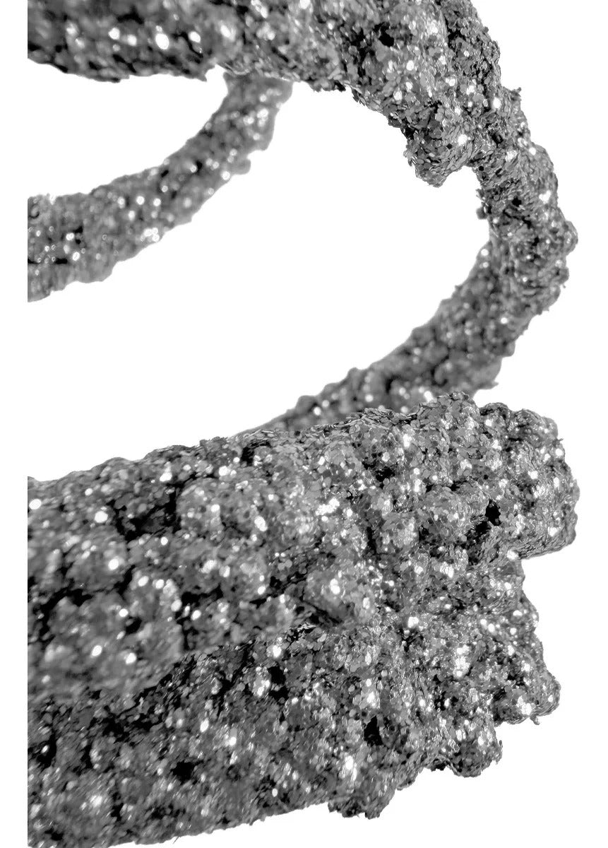 Vara Lluvia con Curlis Plateados Efecto Glitter 72cm