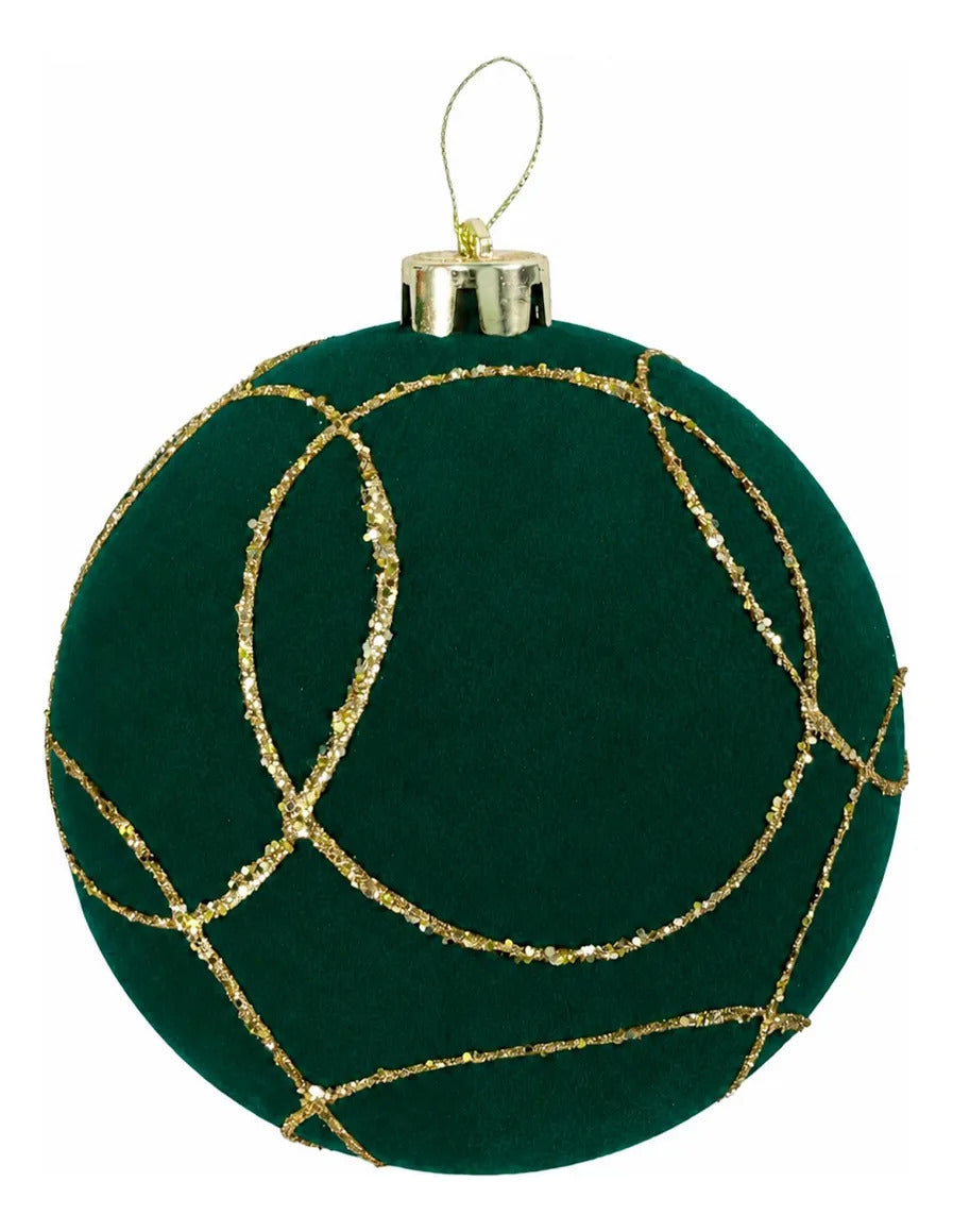 Esferas Navideñas Lluvia Jumbo Verde 3 Piezas 13 cm