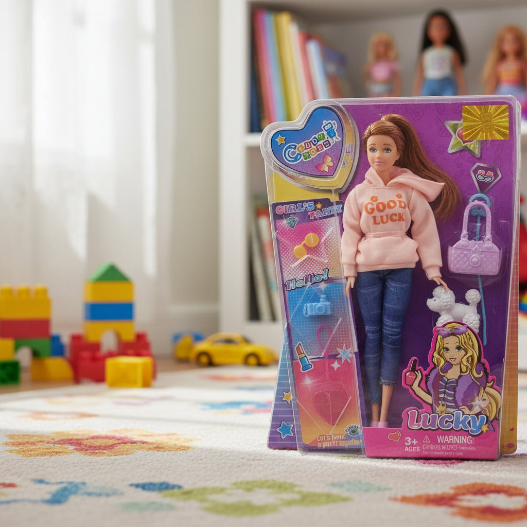Muñeca Articulada Candy Toys Lucky Con 5 Accesorios