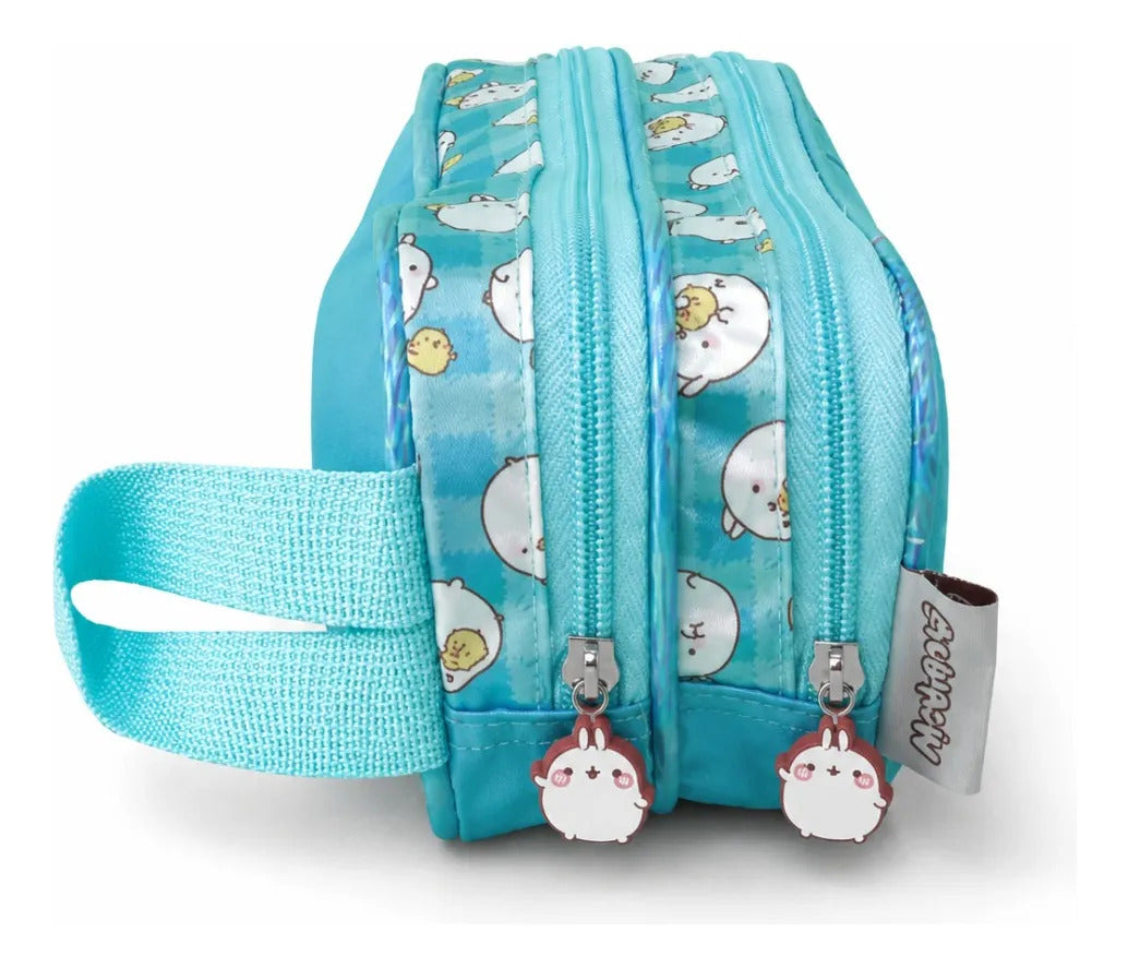 Lapicera Escolar Molang Y Piu Piu Azul Doble Compartimiento