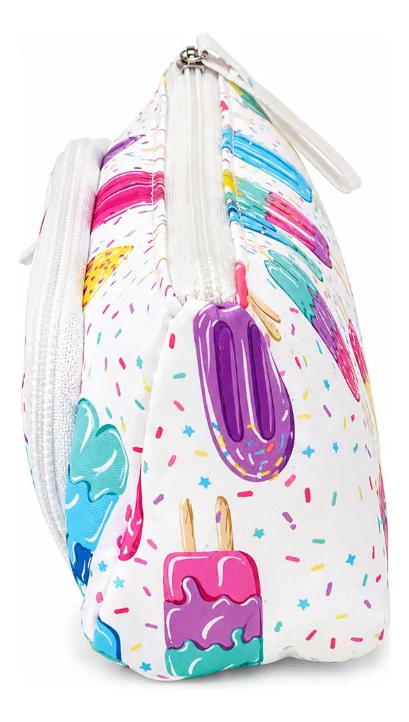 Set Tres Piezas Lluvia Mochila Lonchera Paletas De Colores