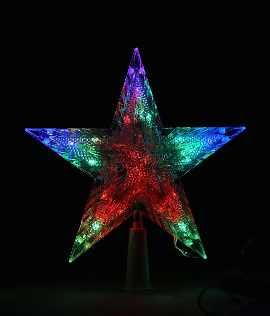 Punta De Árbol JL Estrella Multicolor Con Relieve 18 Led