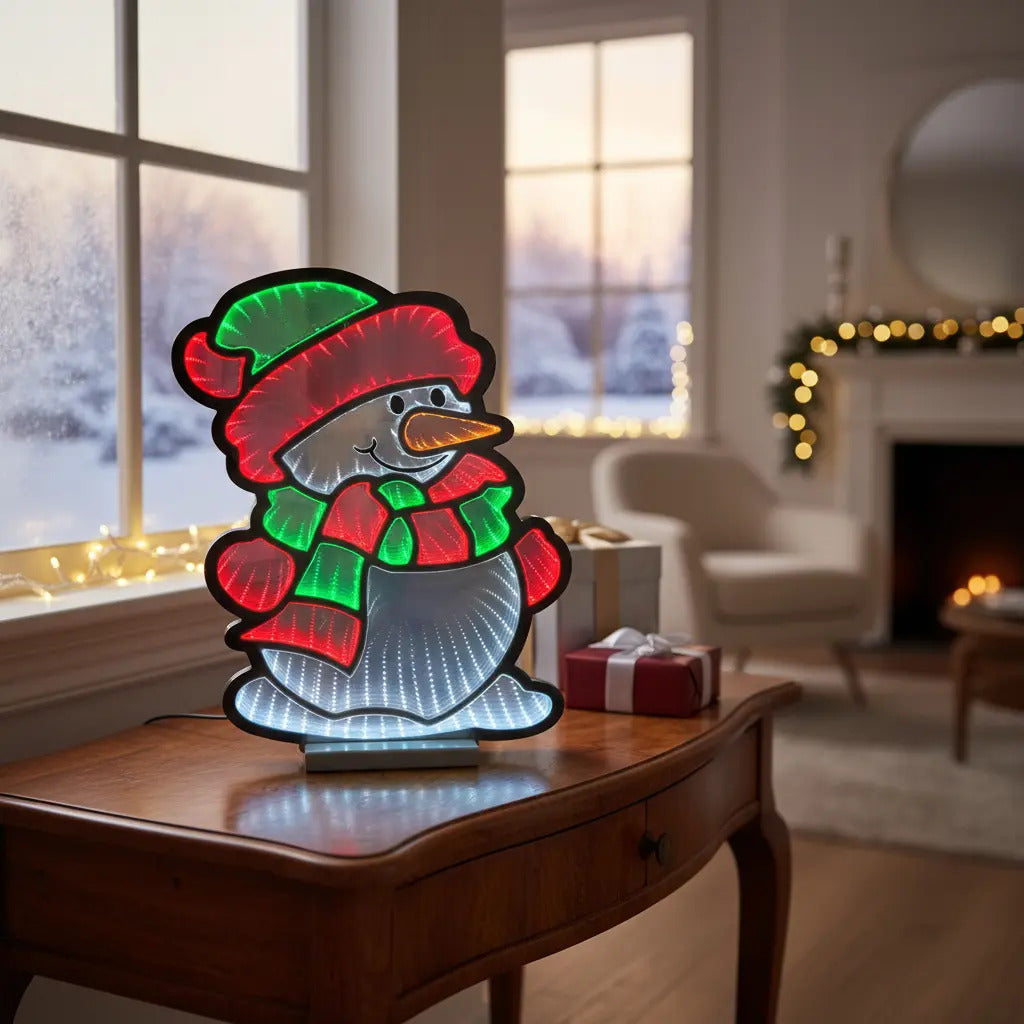 Luz Infinita Muñeco De Nieve Gigante 120x90x3 Cm 723 Luces