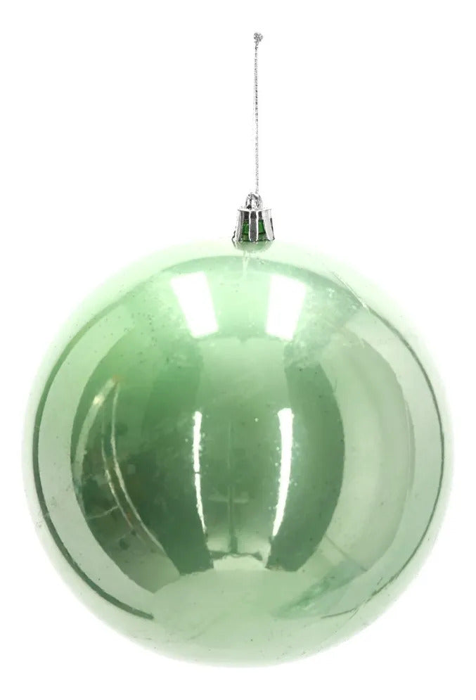 Set De Esferas Lluvia Verde Menta 12 Cm Acabados Surtidos