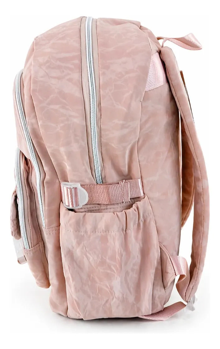 Mochila Lluvia Juvenil Color Rosa Marmoleado Practica Y Elegante