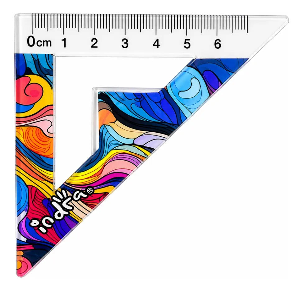 Juego De Geometría Indra Abstract 15 Cm 4 Piezas Con Estuche