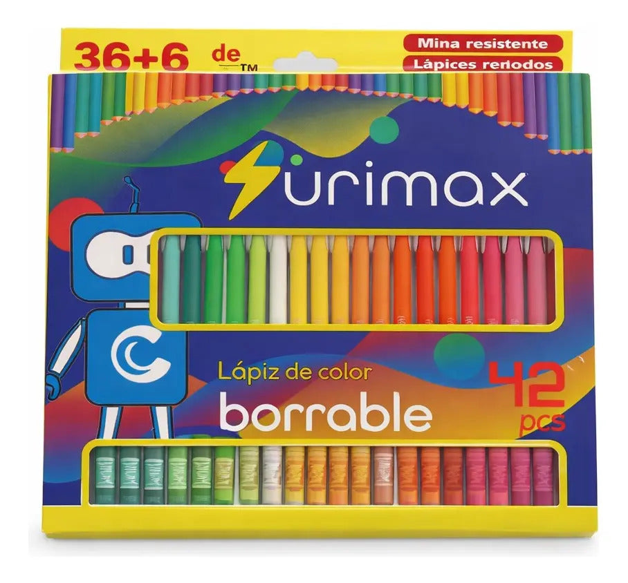 Lápices De Colores Borrables Triangulares 42 Piezas Surimax