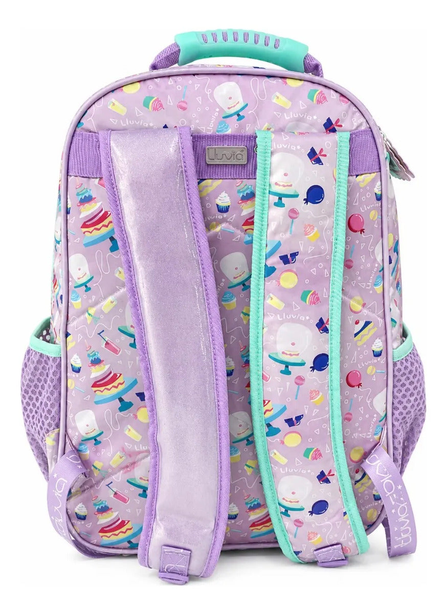 Set Mochila Escolar Tres Piezas Lluvia Pastel De Colores