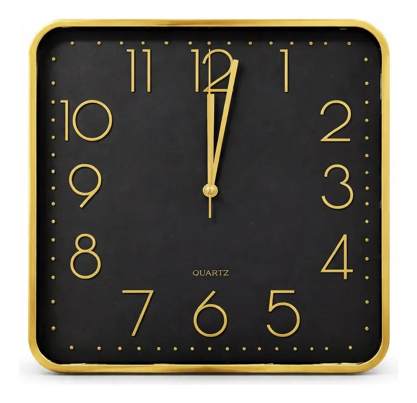 Reloj De Pared Moderno 30x4x30cm Dorado Negro Rosa Champang