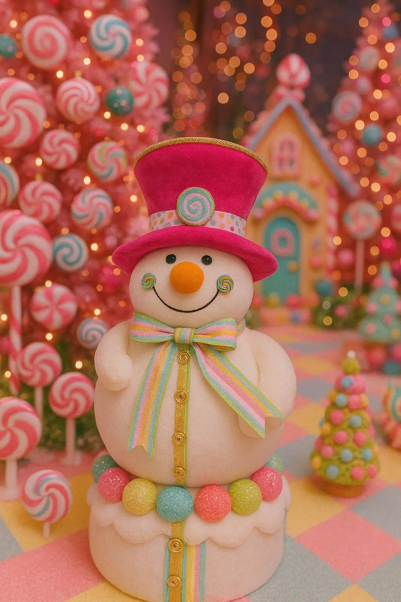 Decoracion Navideña Muñeco De Nieve Candy Land 50x30x30 Cm