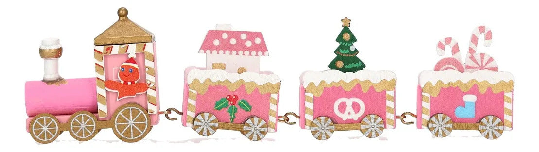 Tren Decorativo Lluvia De Madera Mundo De Caramelos 20 Cm