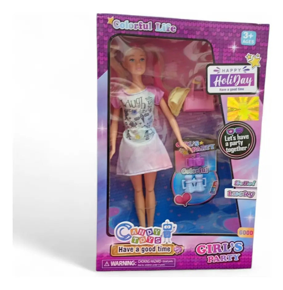 Muñeca Candy Toys Colorful Life Incluye 4 Accesorios