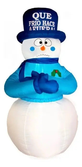 Muñeco De Nieve Inflable Navideño Con Movimiento Lluvia 2.4m