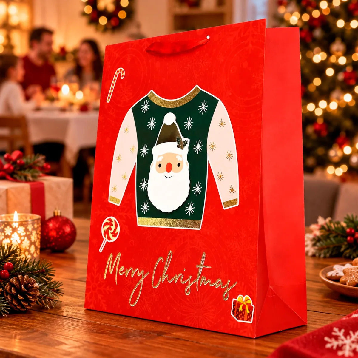 Bolsas de Regalo Navideñas Lluvia Ropa Navideña 12 Pzas