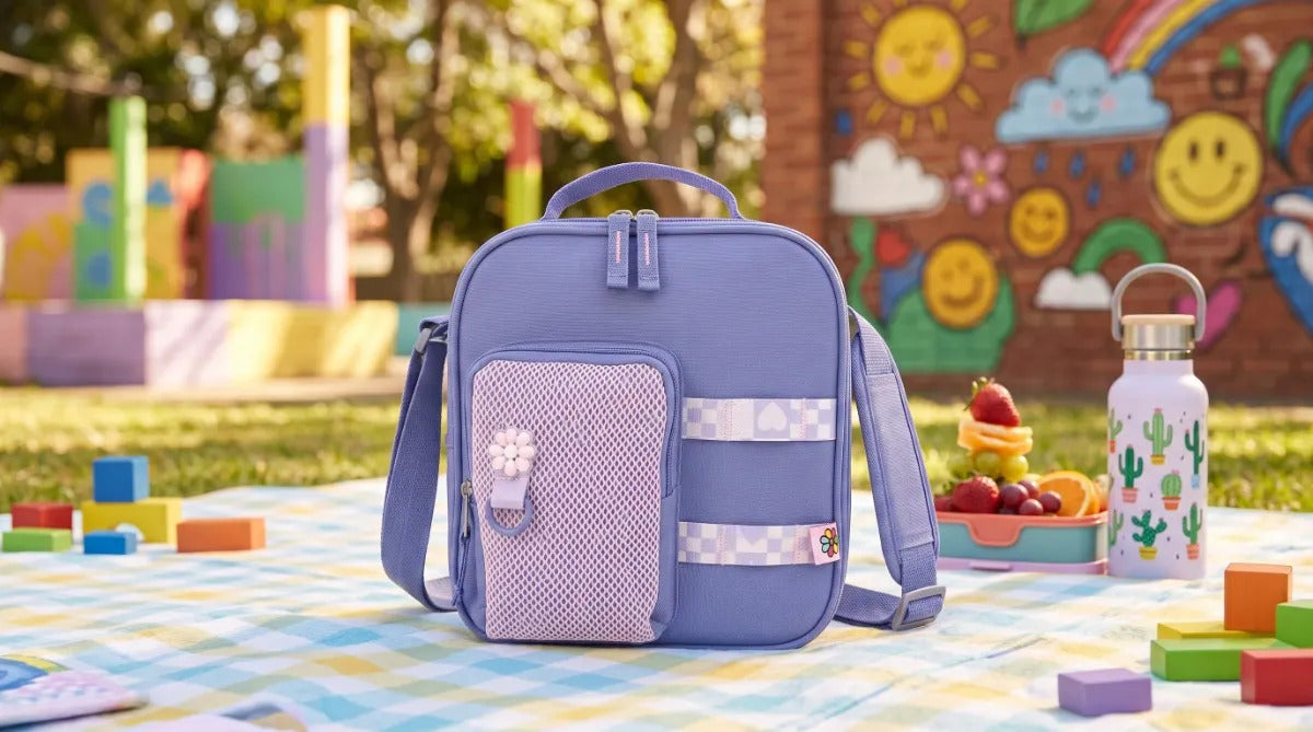 Lonchera Escolar Chenson Azul Lavanda Con Bolsillo De Malla