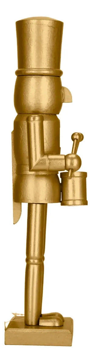 Soldado Cascanueces Lluvia De Madera Dorado Navideño 20 cm