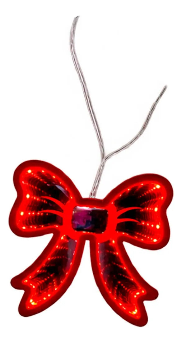 Guía Lluvia 6 Moños Rojos LED USB Luz Infinita