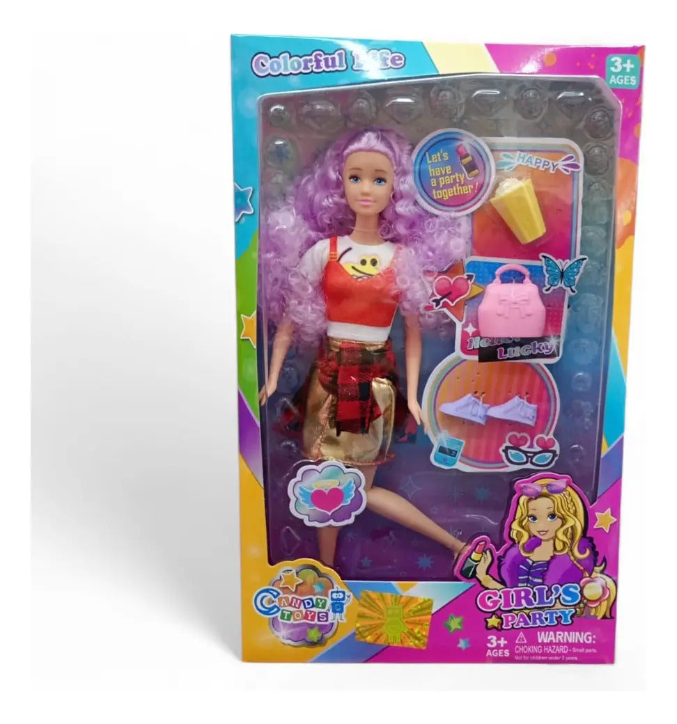 Muñeca Candy Toys Moda Y Diversión Al Instante 3 Accesorios