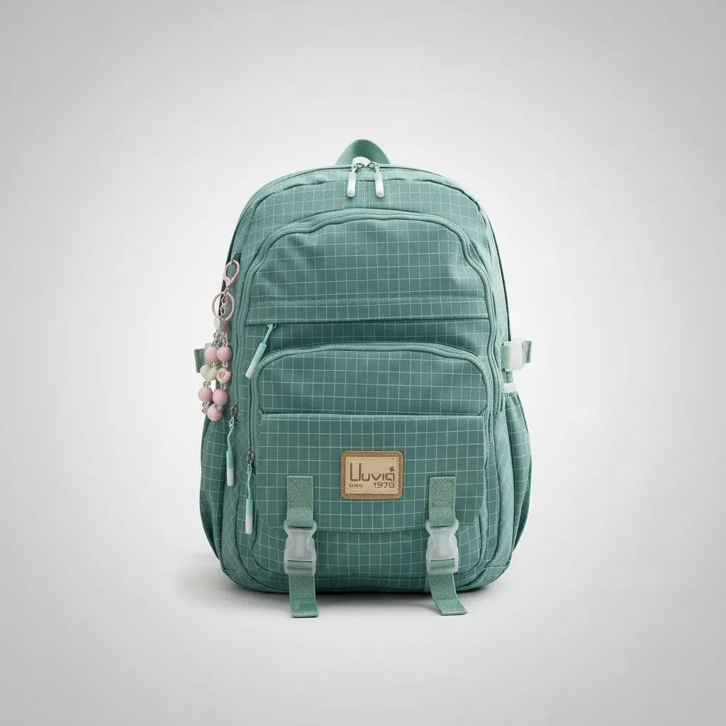 Mochila Juvenil Marca Lluvia Verde Menta Con Estilo Fresco